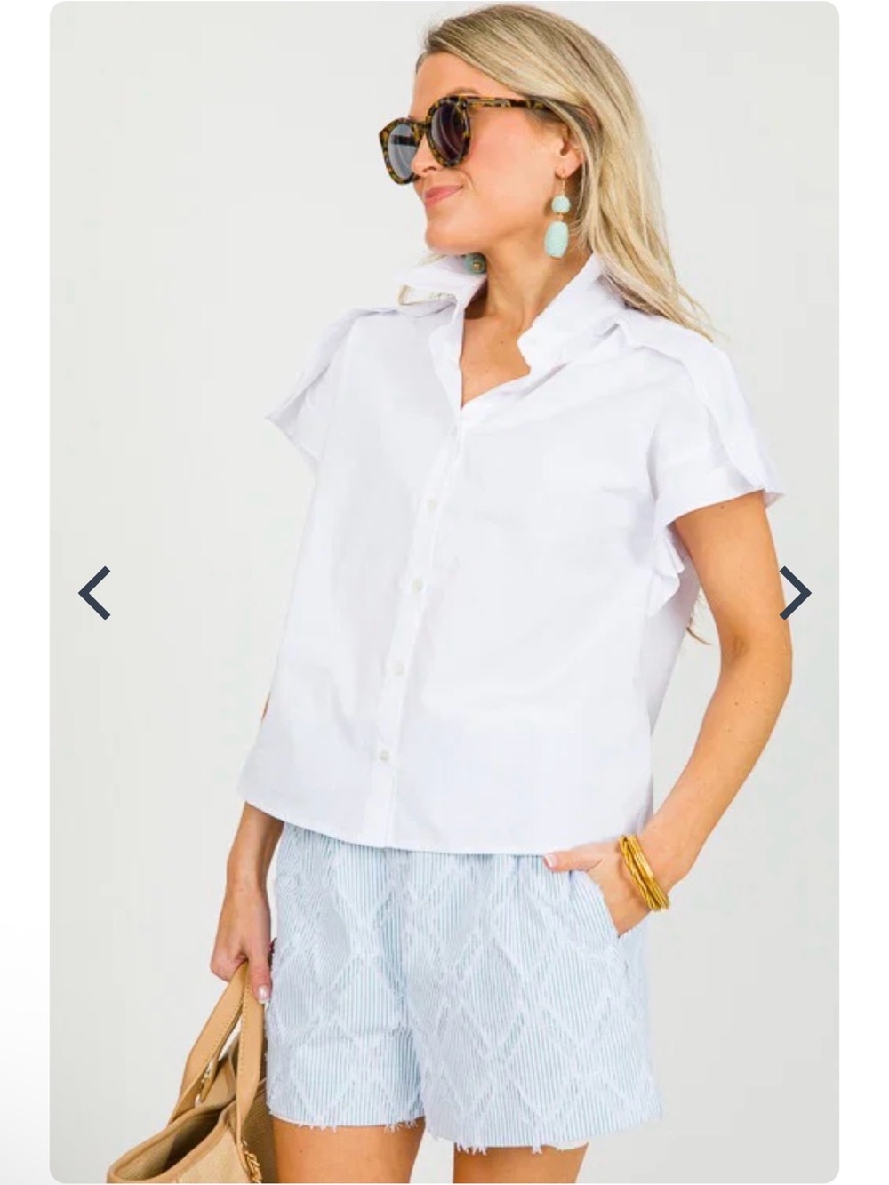 Crisp White Short-Sleeve Button-Down Shirt